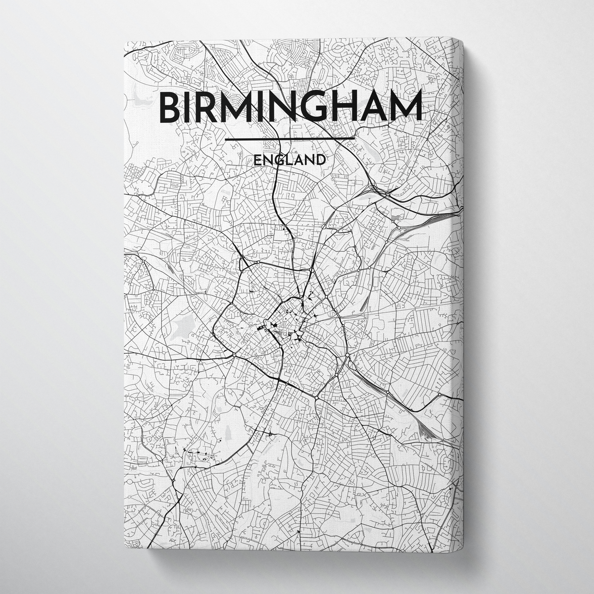 Birminghan Map Art Print Map Canvas Wrap - Point Two Design