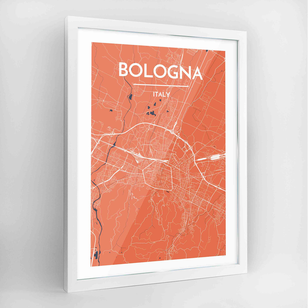 Bologna Map Art Print - Framed