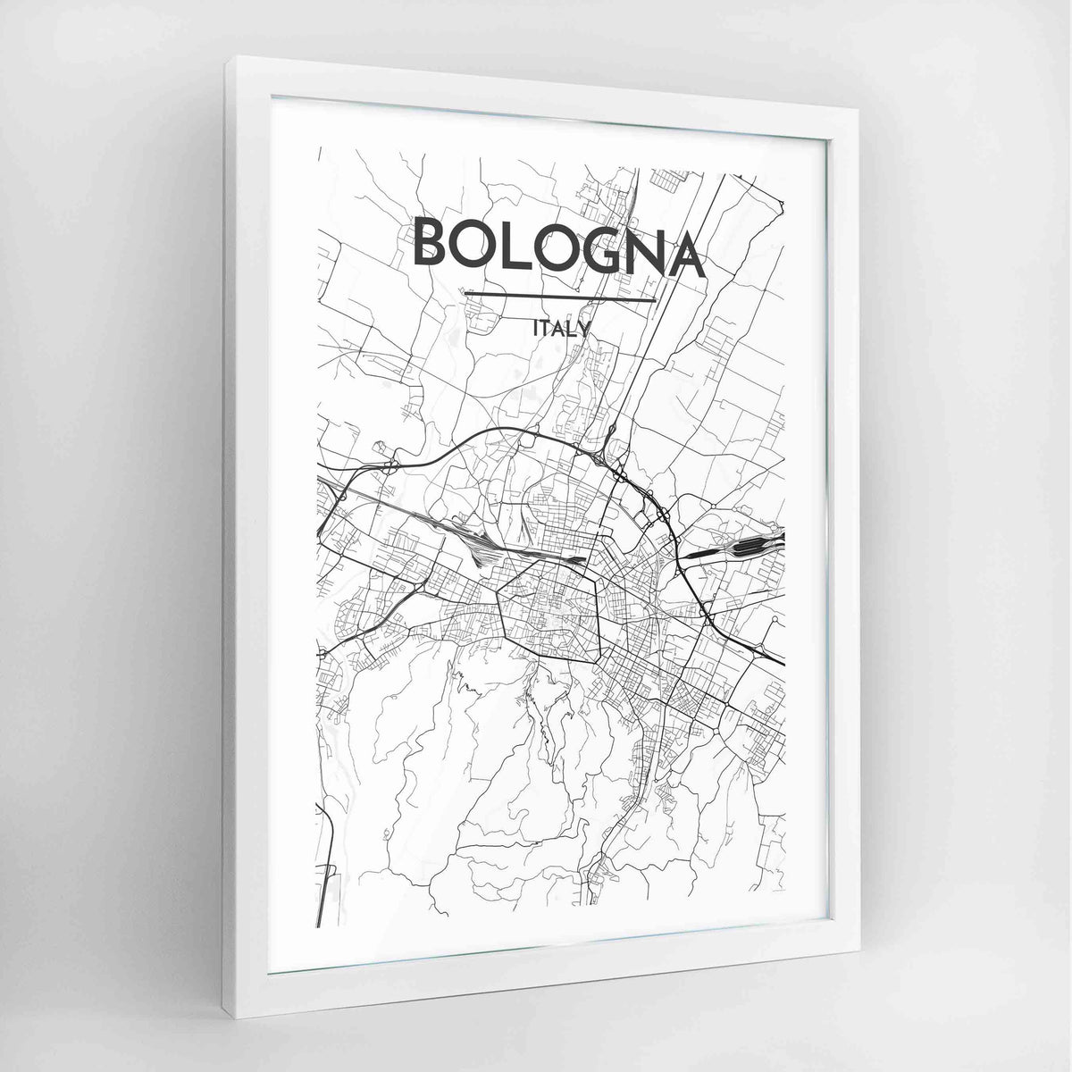 Bologna Map Art Print - Framed