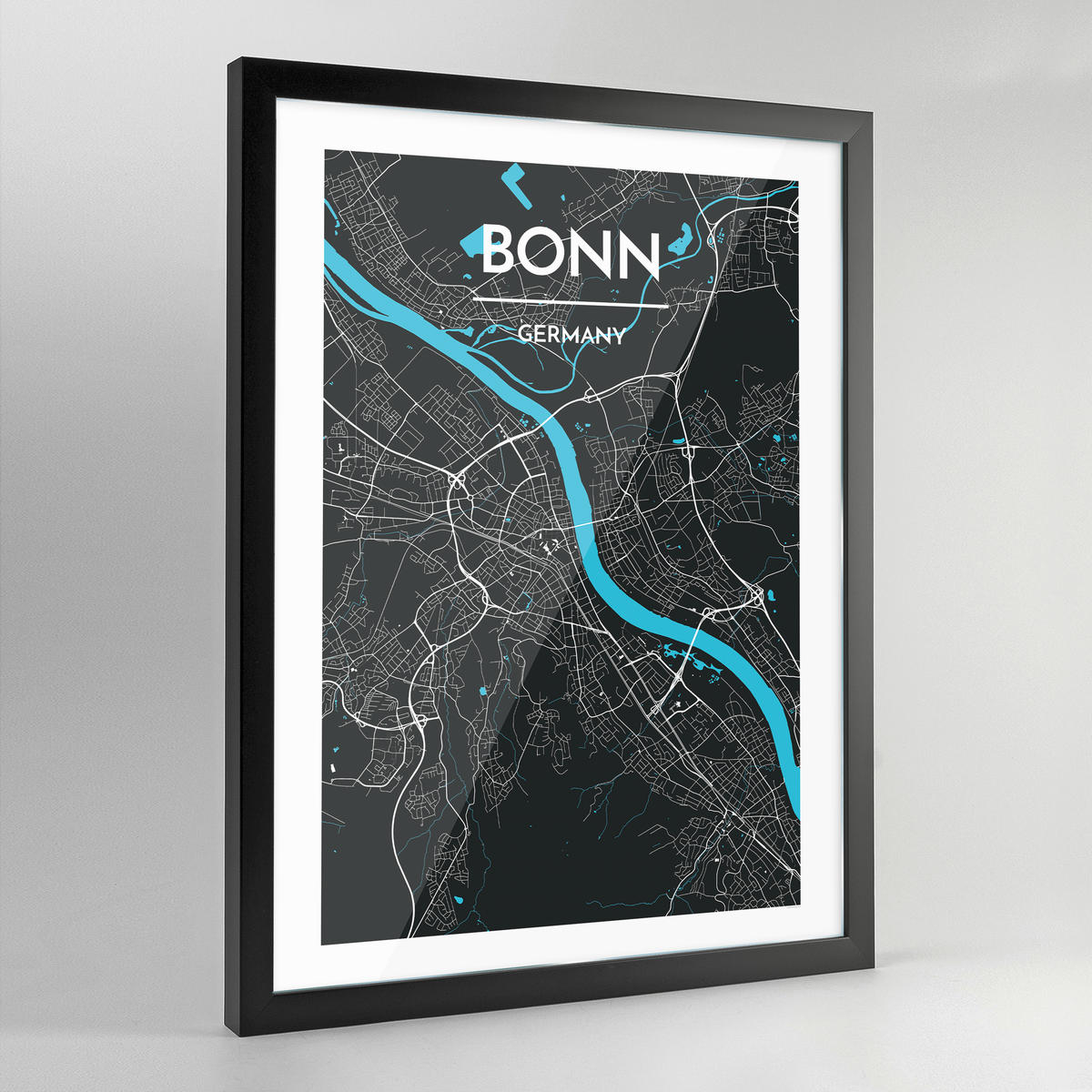 Framed Bonn Map Art Print - Point Two Design