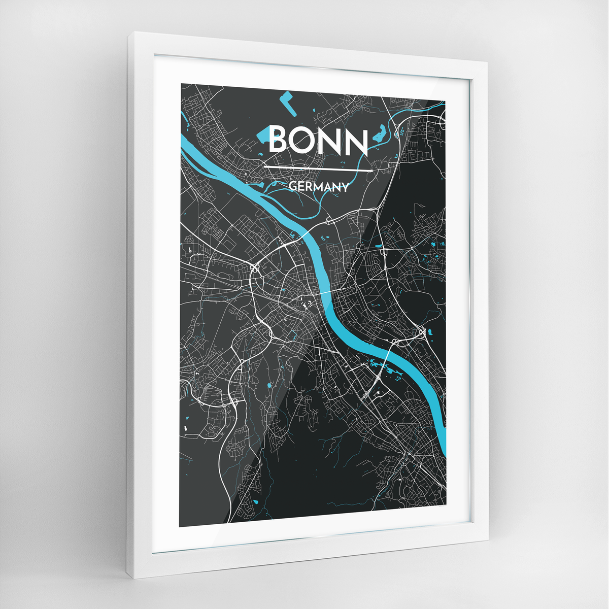Bonn Map Art Print - Framed