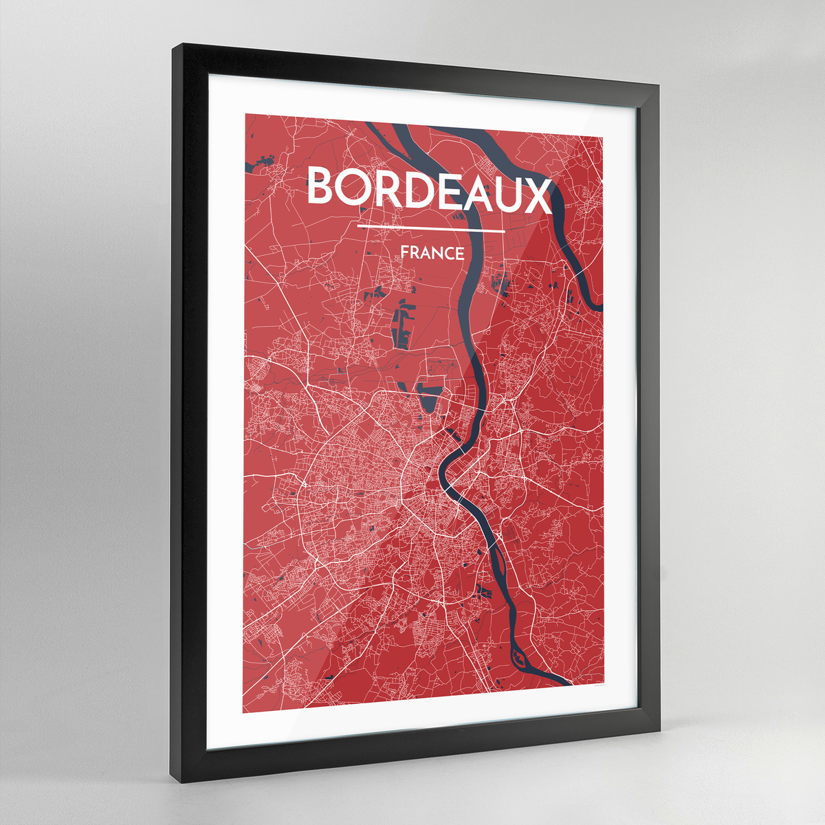 Framed Bordeaux Map Art Print - Point Two Design
