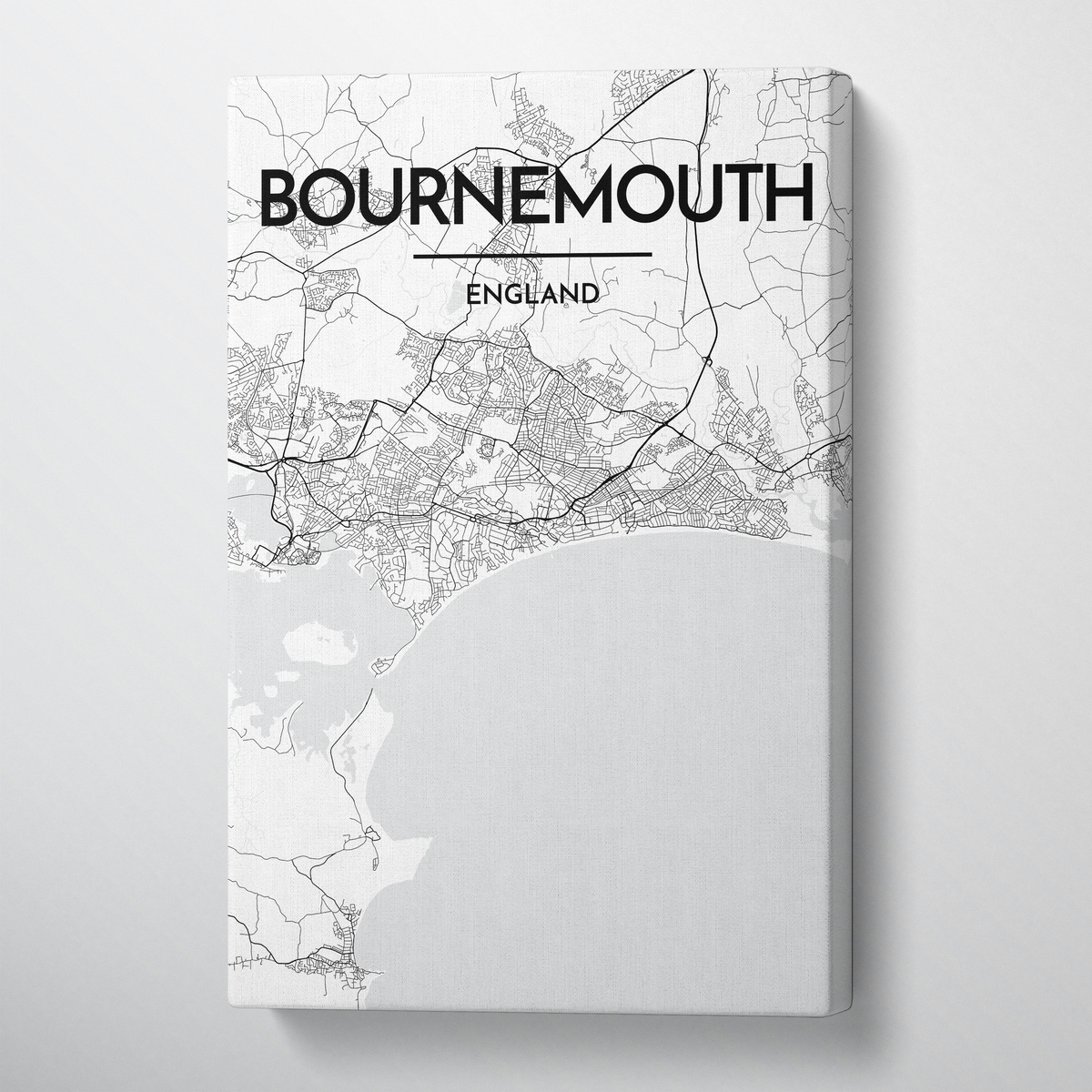 Bournemouth Map Art Print Map Canvas Wrap - Point Two Design