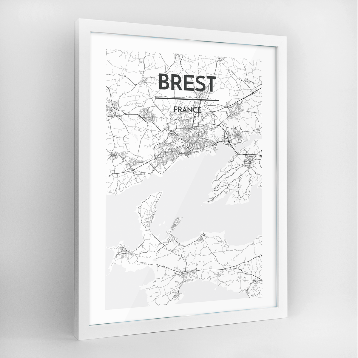 Brest Map Art Print - Framed