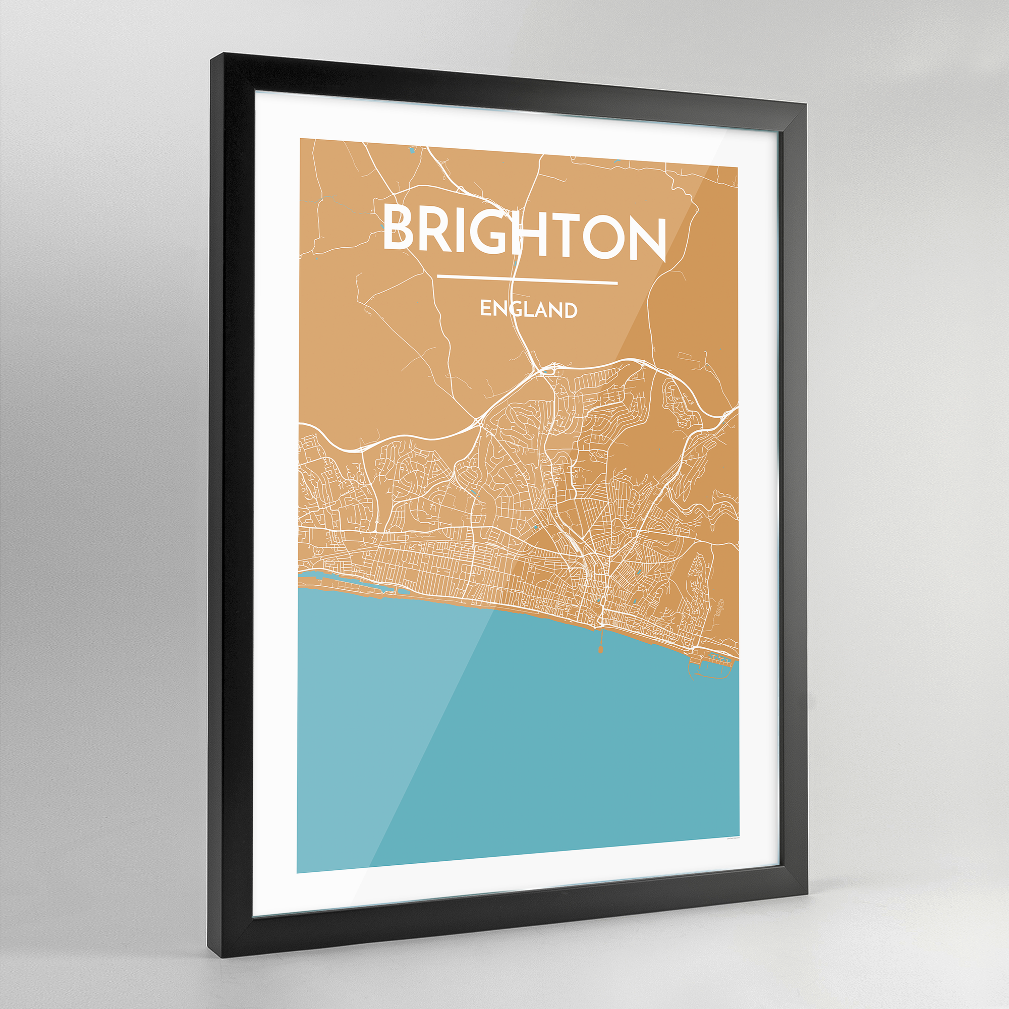 Framed Brighton Map Art Print - Point Two Design