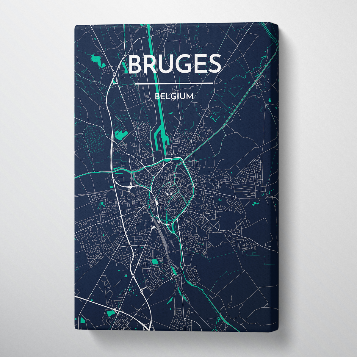 Bruges Map Art Print Map Canvas Wrap - Point Two Design