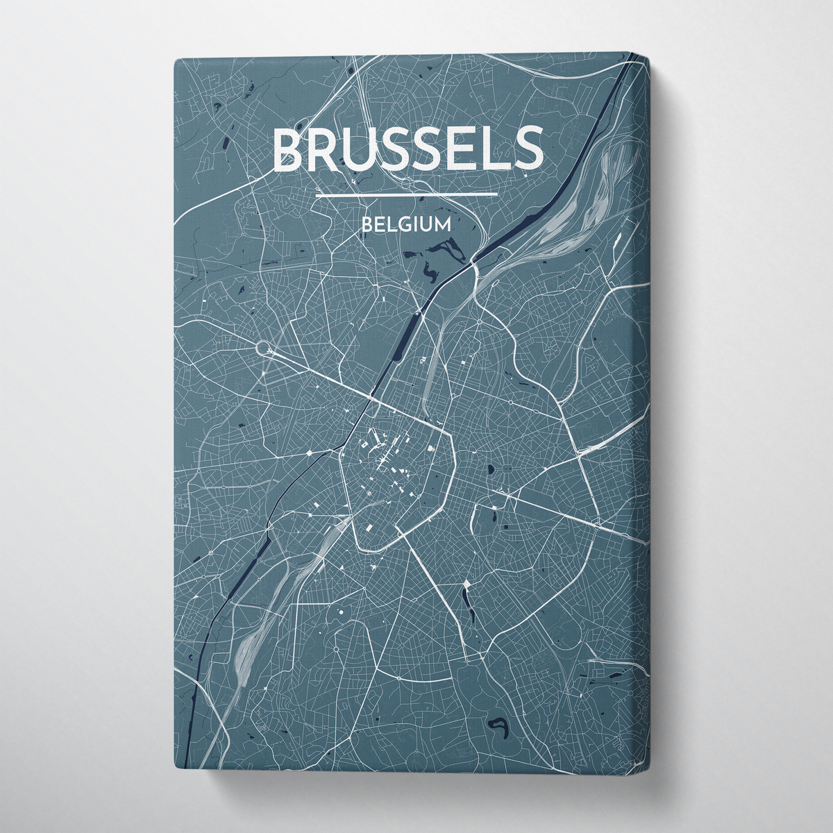 Brussels Map Art Print Map Canvas Wrap - Point Two Design