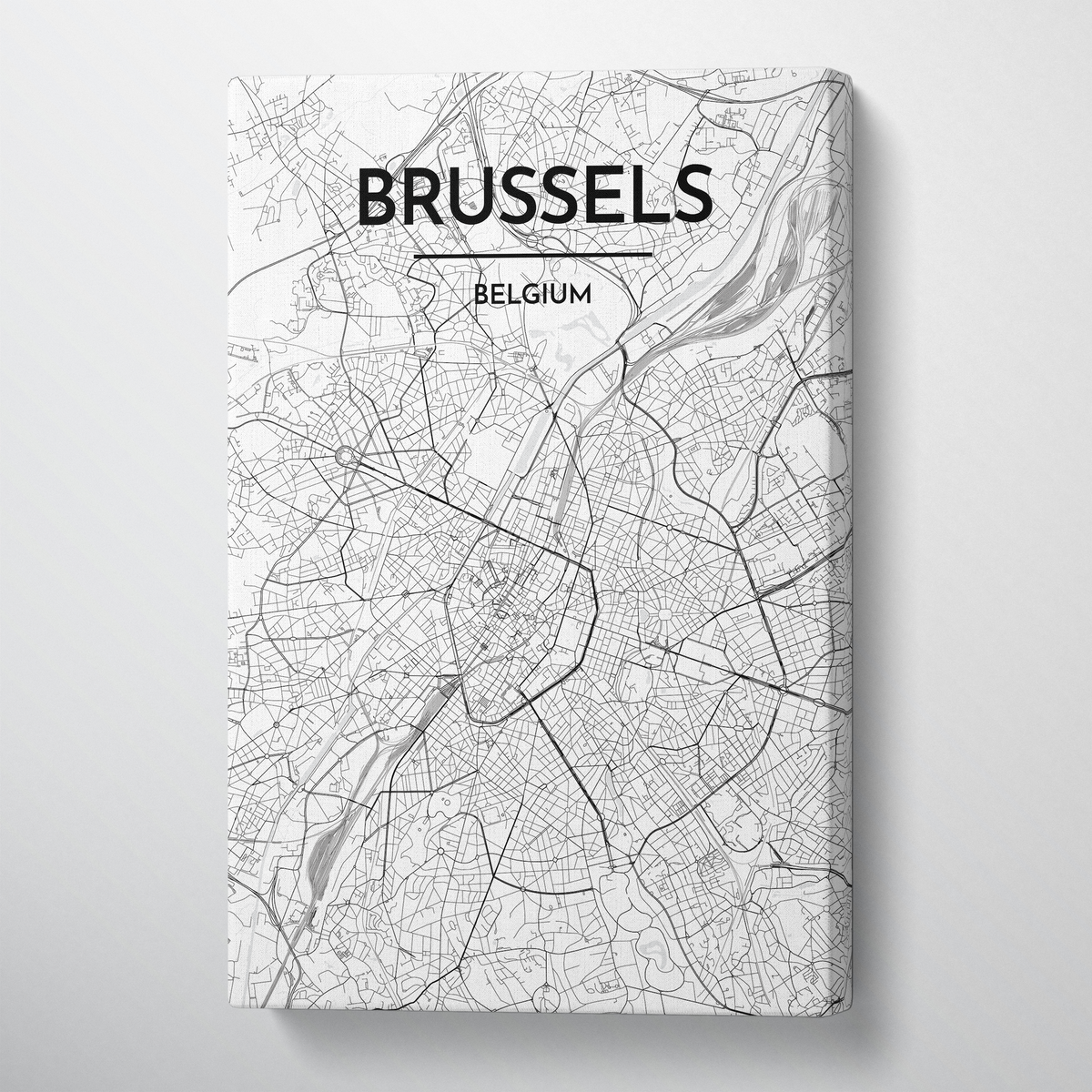 Brussels Map Art Print Map Canvas Wrap - Point Two Design