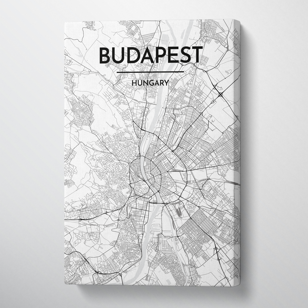 Budapest Map Art Print Map Canvas Wrap - Point Two Design