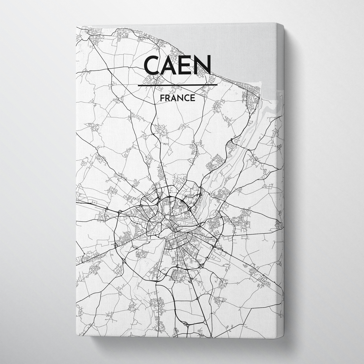 Caen Map Art Print Map Canvas Wrap - Point Two Design
