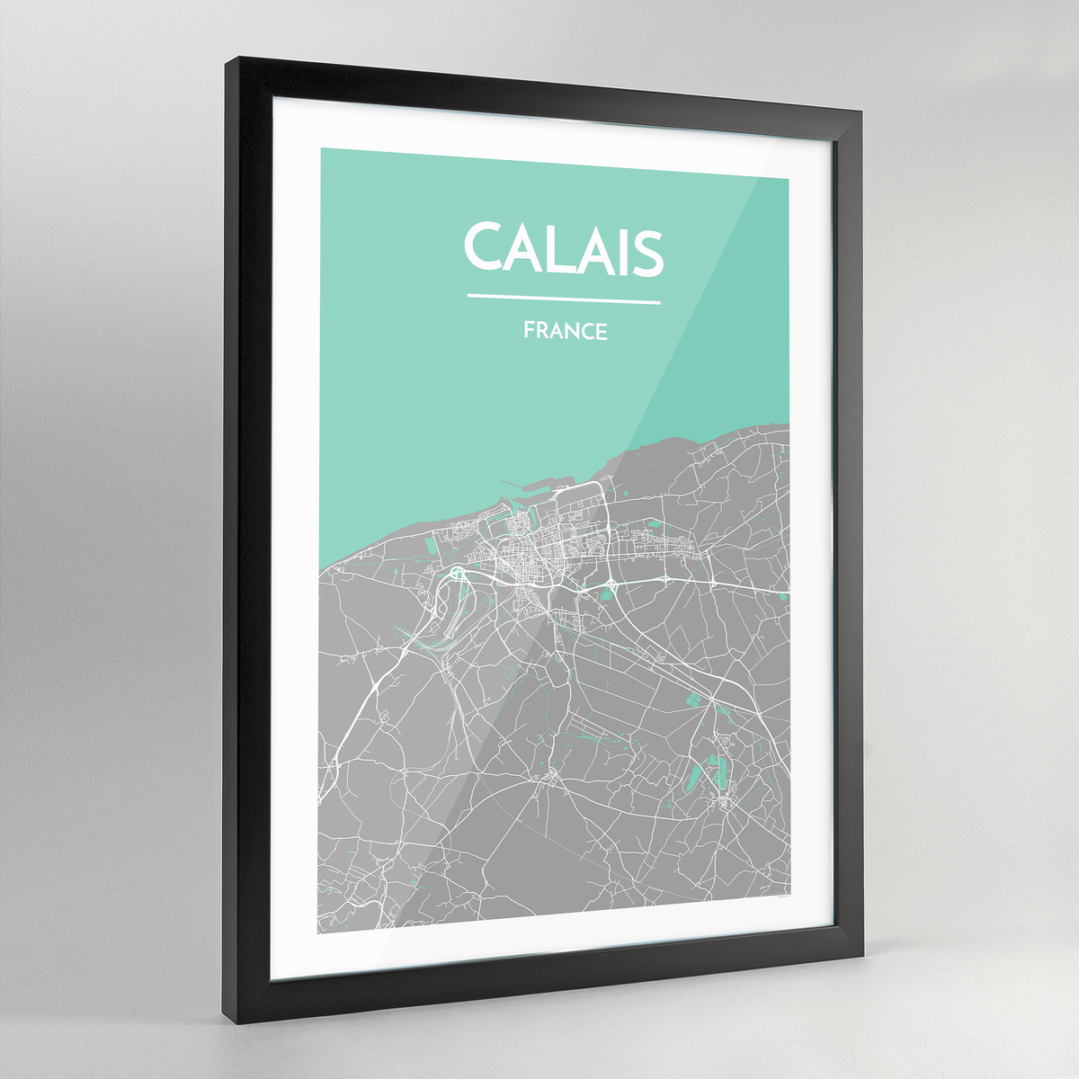 Framed Calais Map Art Print - Point Two Design