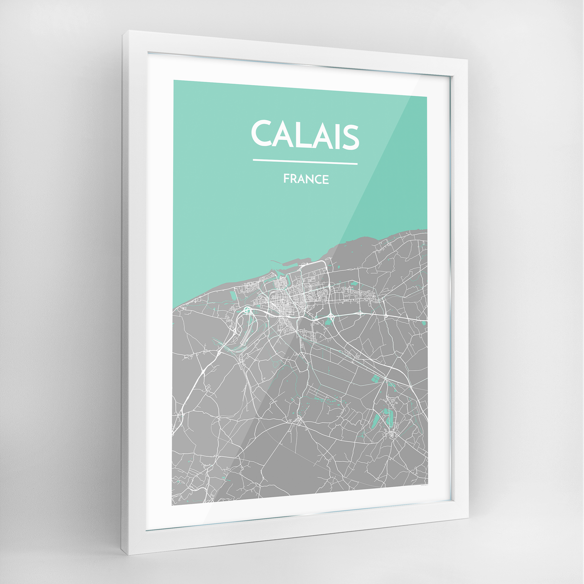 Calais Map Art Print - Framed