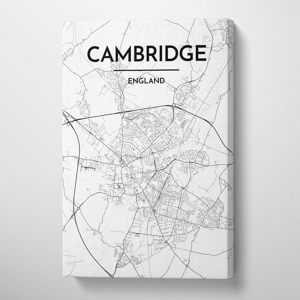 Cambridge Map Art Print Map Canvas Wrap - Point Two Design