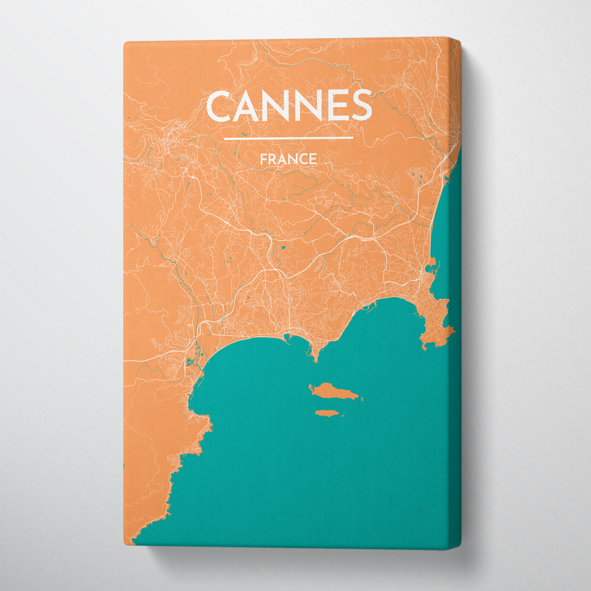 Cannes Map Art Print Map Canvas Wrap - Point Two Design