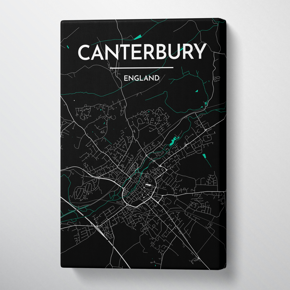 Canterbury Map Art Print Map Canvas Wrap - Point Two Design