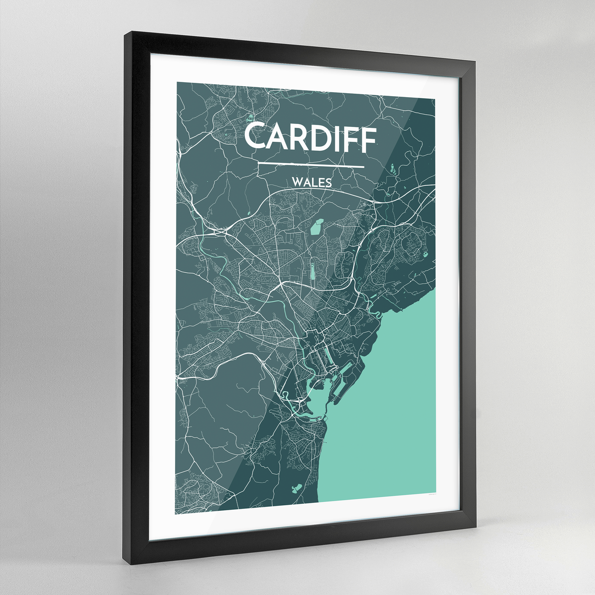 Framed Cardiff Map Art Print - Point Two Design