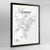 Framed Cardiff Map Art Print 24x36" Contemporary Black frame Point Two Design Group