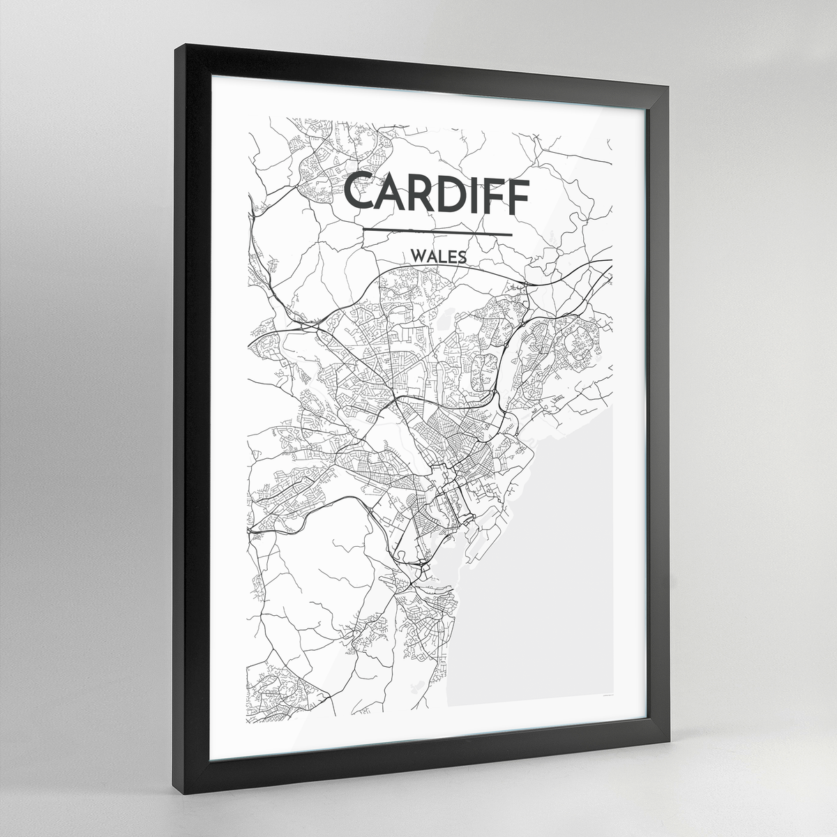 Cardiff Map Art Print - Framed