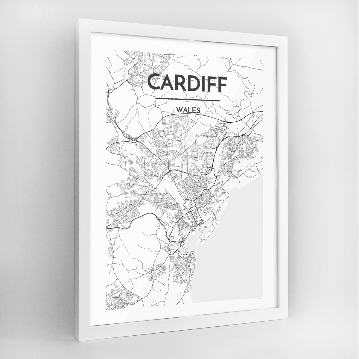 Cardiff Map Art Print - Framed