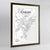 Framed Cardiff Map Art Print 24x36" Contemporary Walnut frame Point Two Design Group