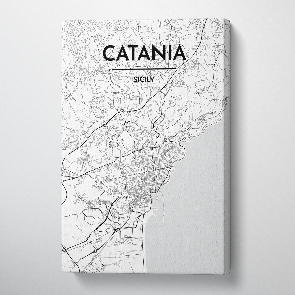 Catania Map Art Print Map Canvas Wrap - Point Two Design