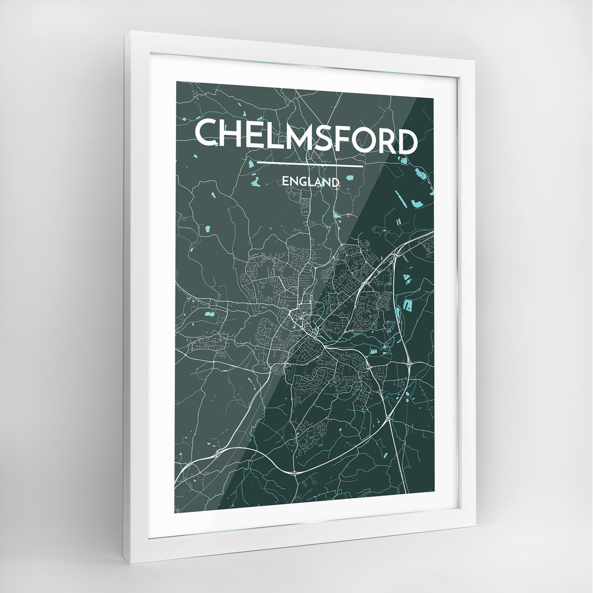 Chelmsford Map Art Print - Framed