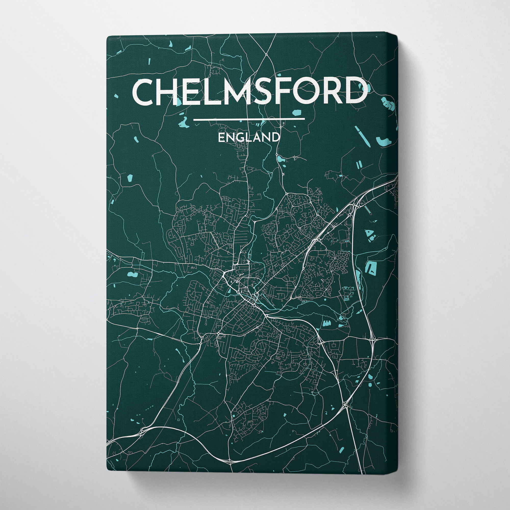 Chelmsford Map Art Print Map Canvas Wrap - Point Two Design