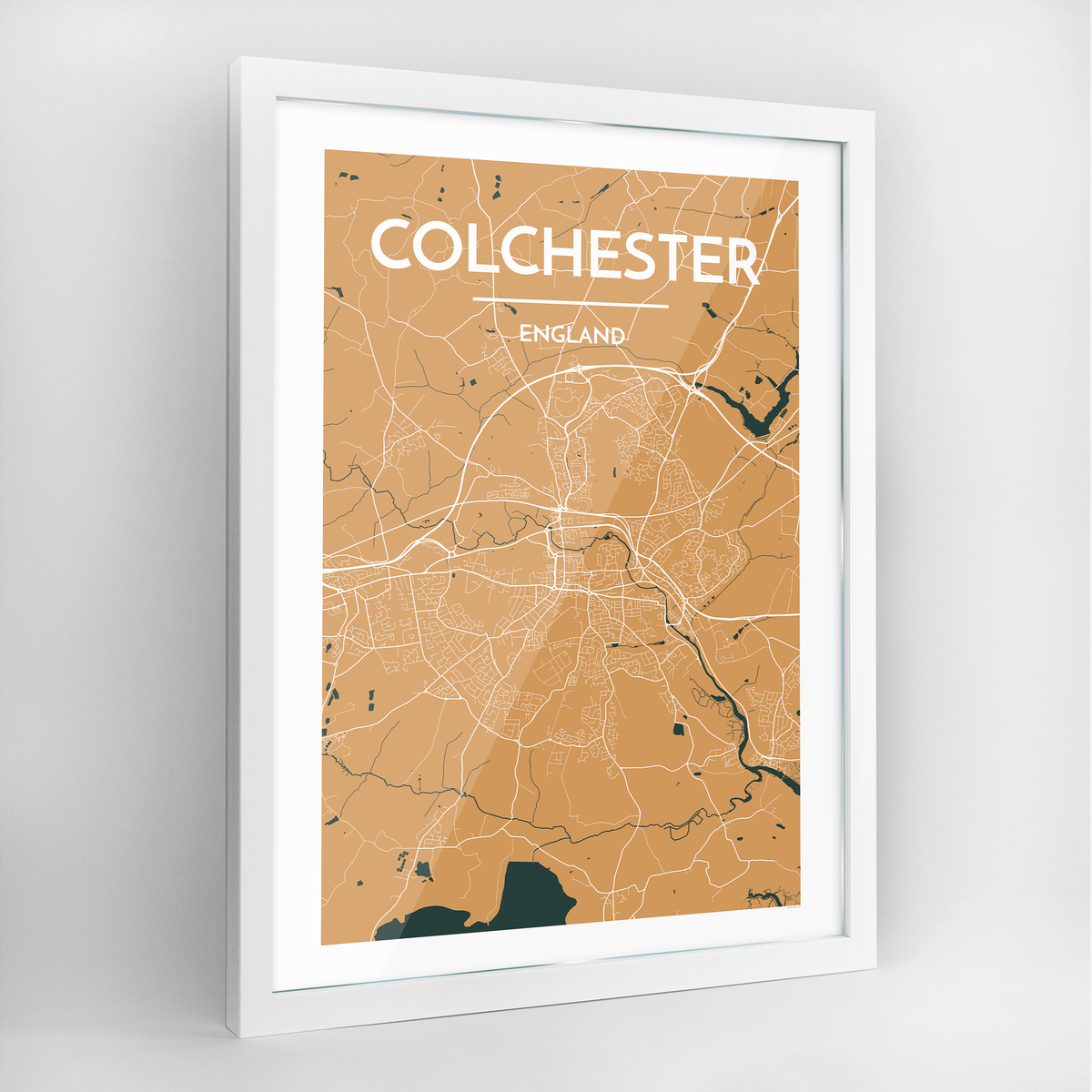 Colchester Map Art Print - Framed
