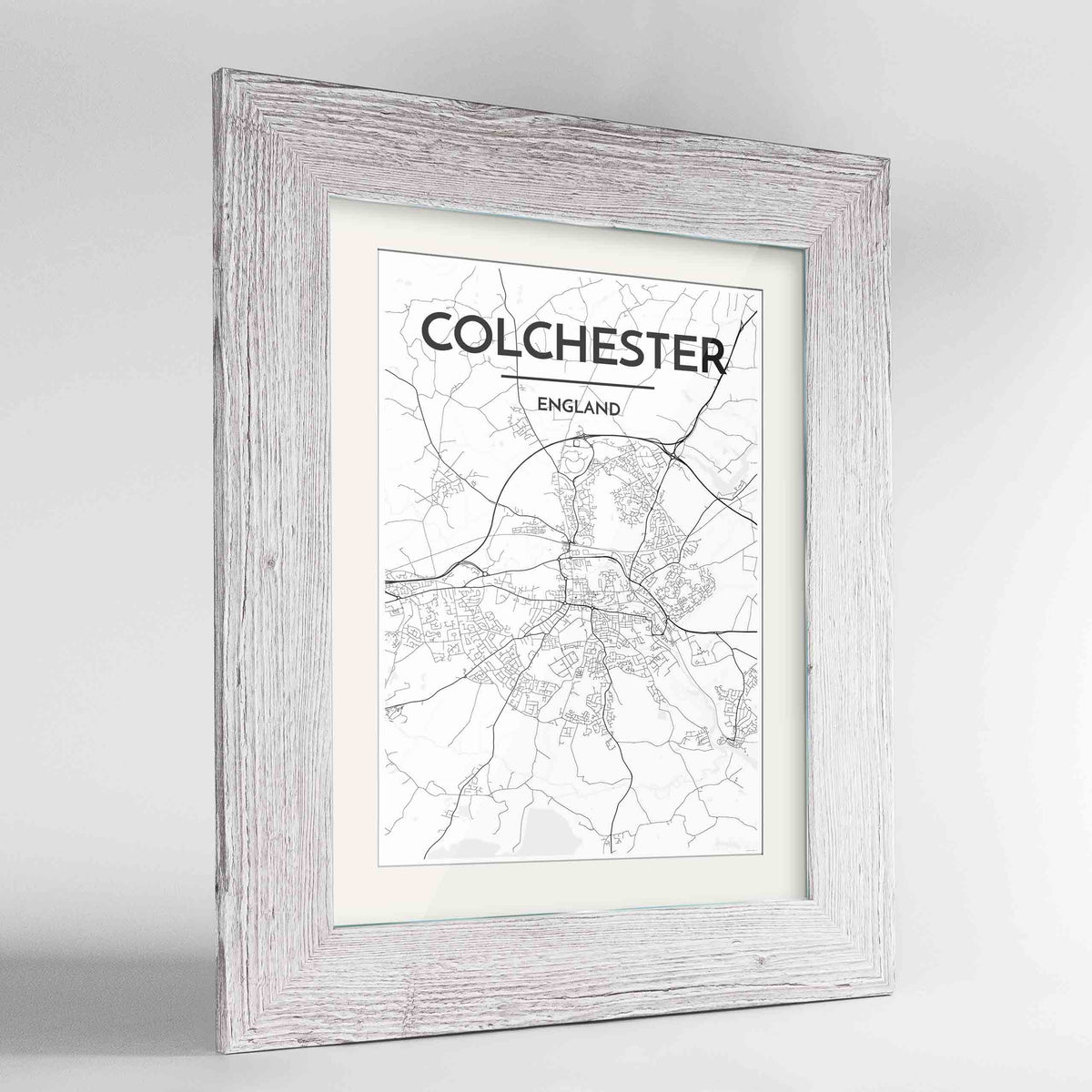 Framed Colchester Map Art Print 24x36&quot; Western White frame Point Two Design Group