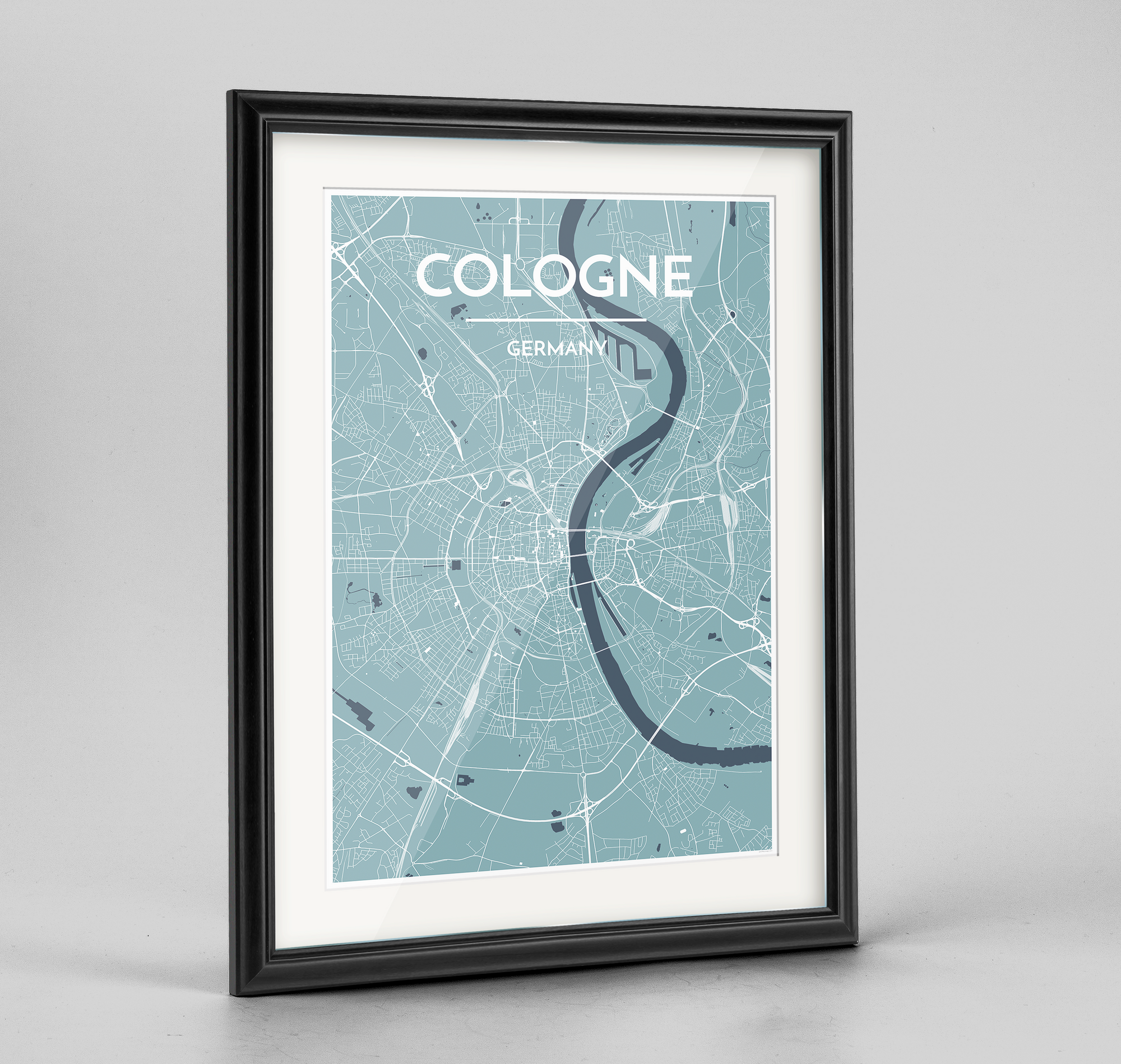 Framed Cologne Map Art Print - Point Two Design