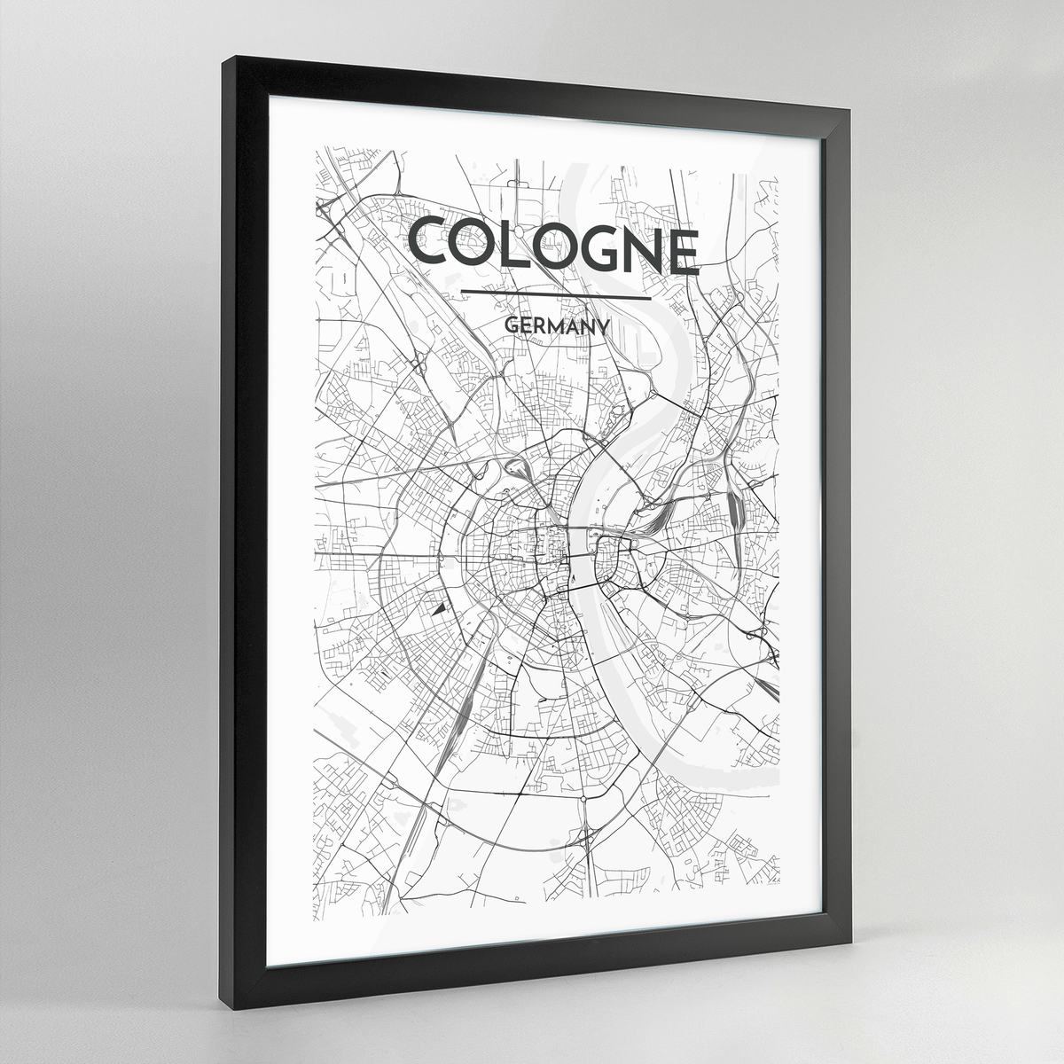 Cologne Map Art Print - Framed
