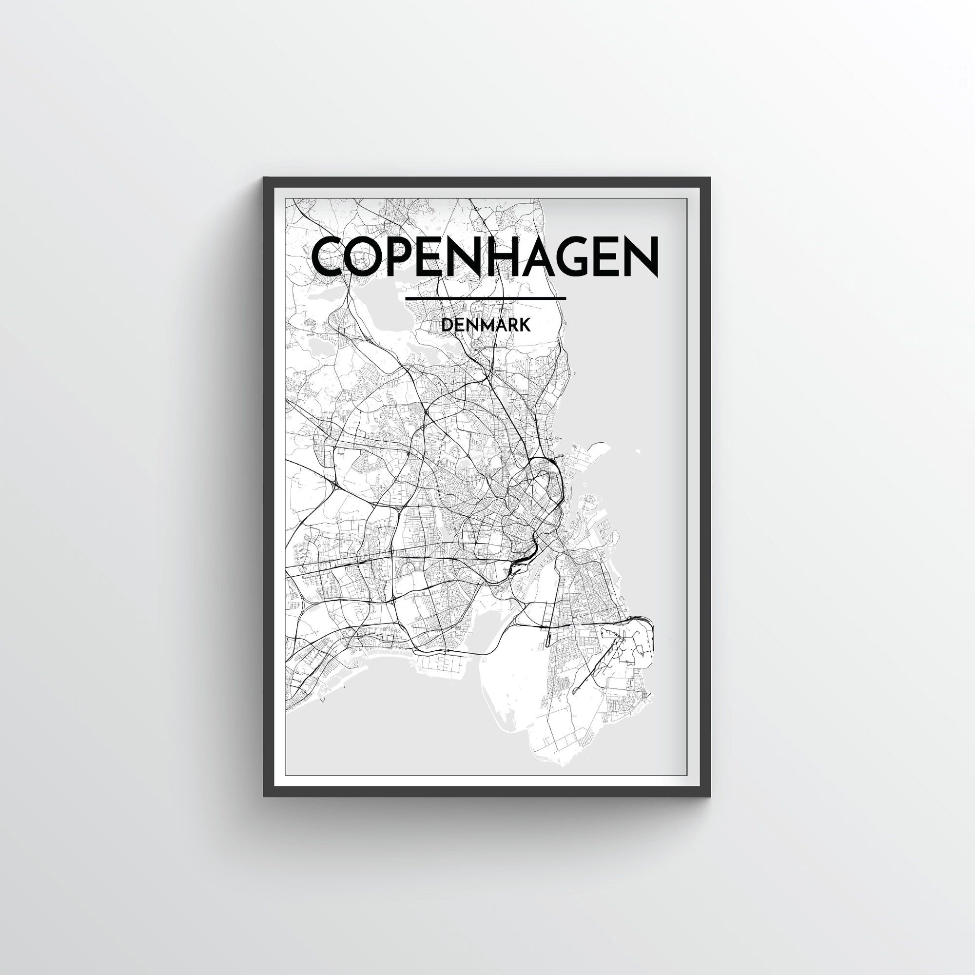Copenhagen City Map Art Prints - High Quality Custom Made - Point Two Design