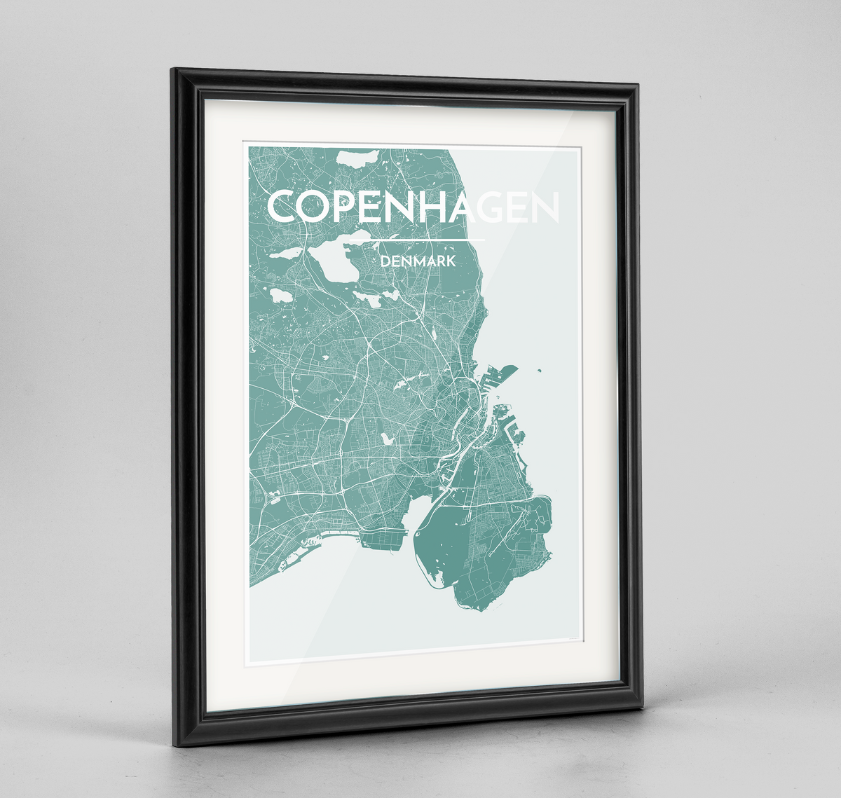 Framed Copenhagen Map Art Print - Point Two Design