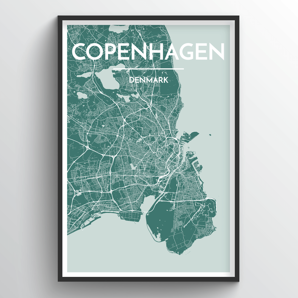 Copenhagen City Map Art Prints - High Quality Custom Made - Point Two Design