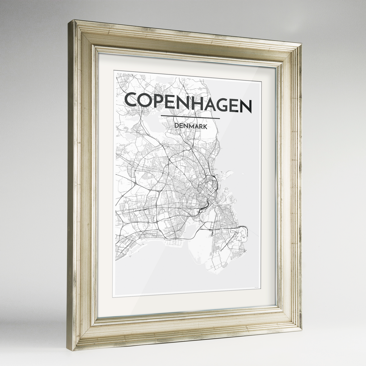 Copenhagen Map Art Print - Framed