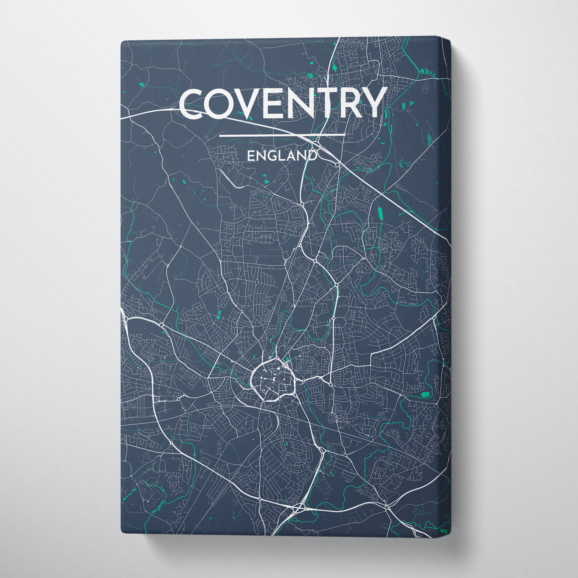 Coventry Map Canvas Wrap - Point Two Design