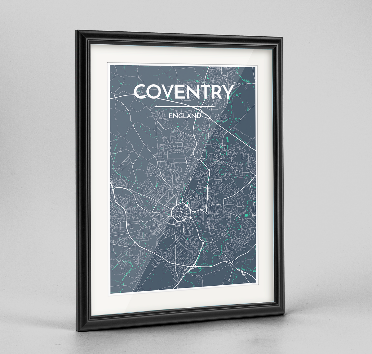 Framed Coventry Map Art Print - Point Two Design