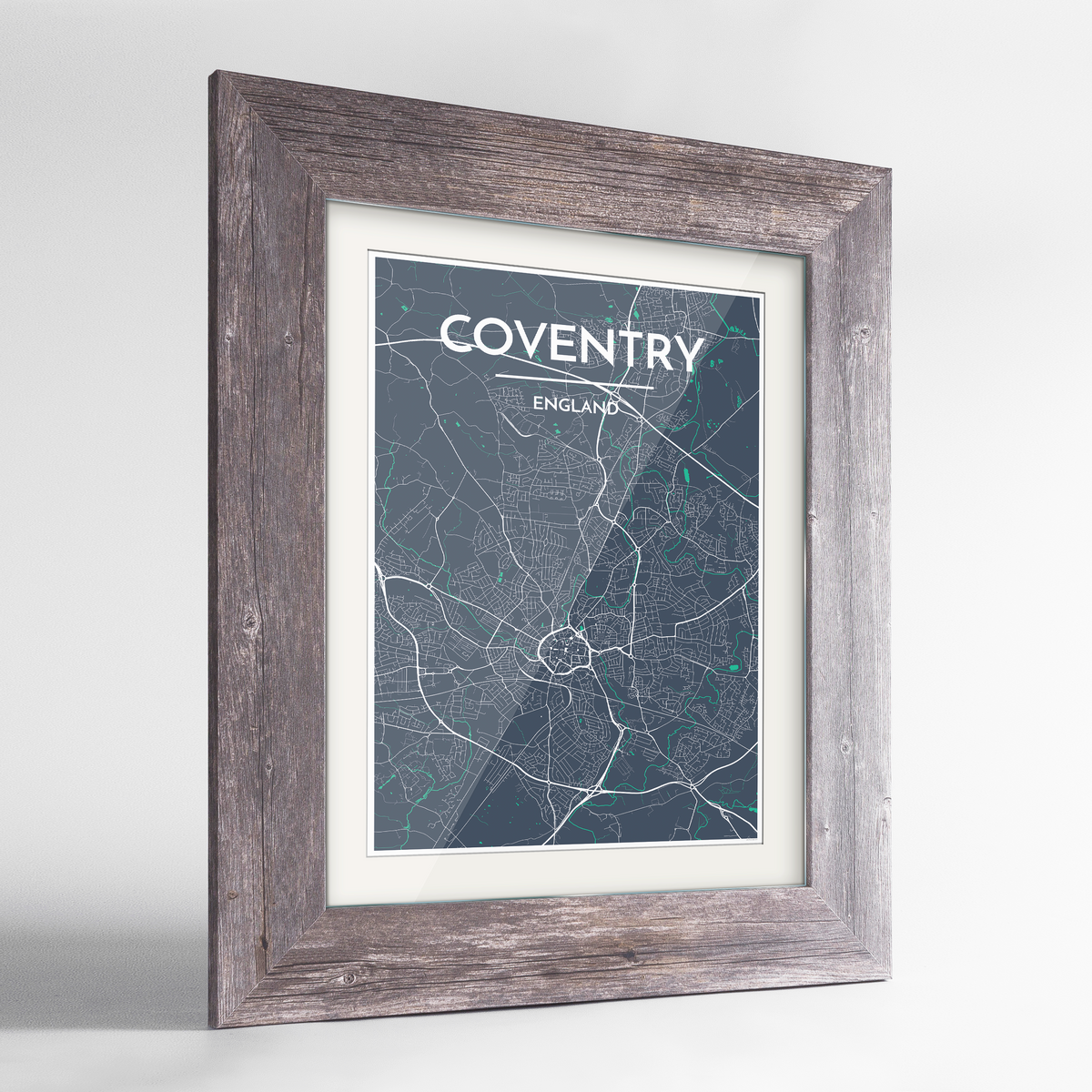 Coventry Map Art Print - Framed