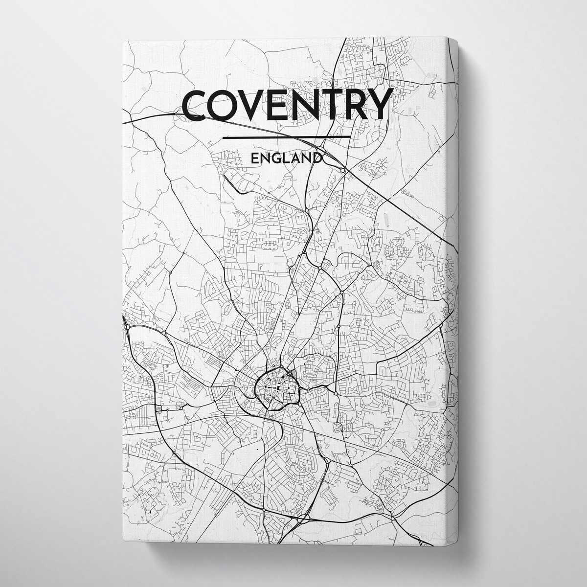 Coventry Map Canvas Wrap - Point Two Design