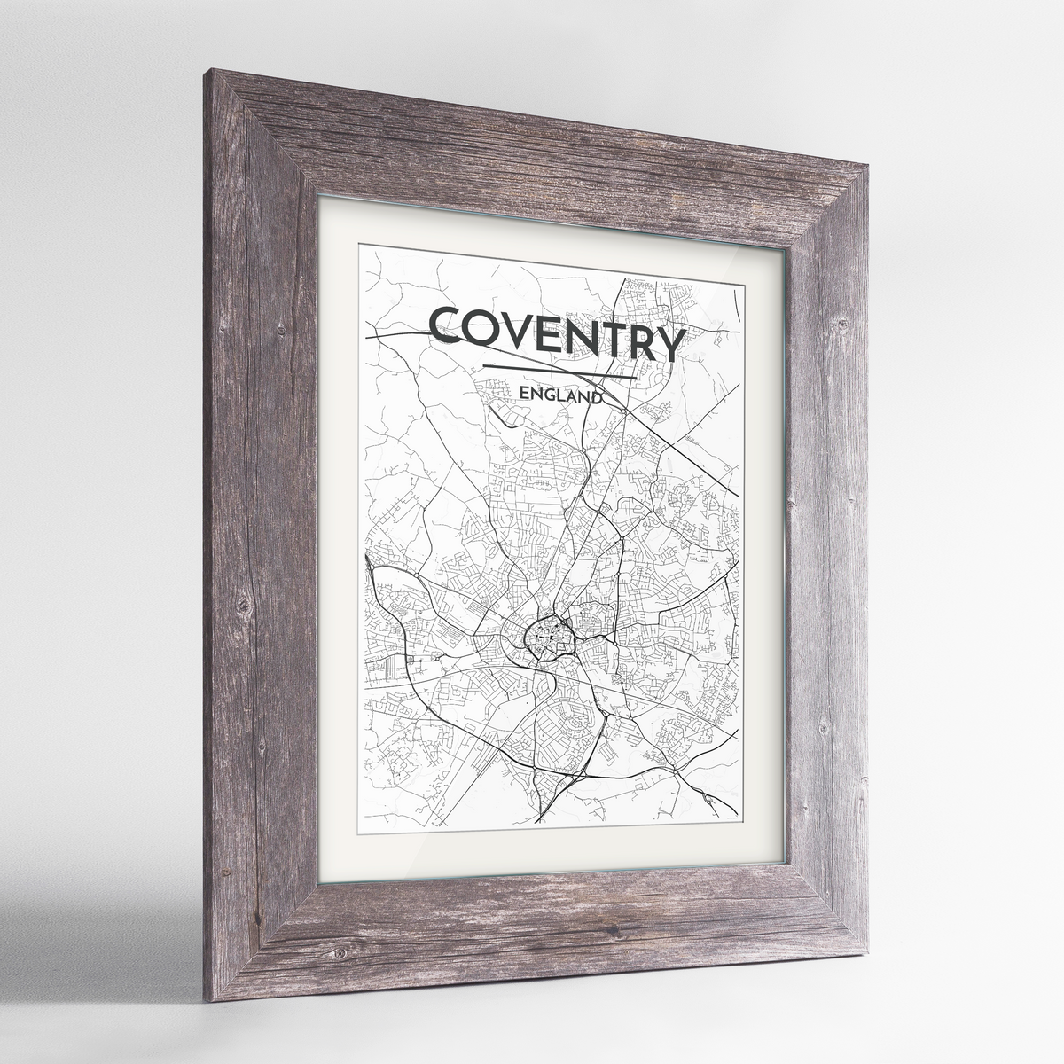 Coventry Map Art Print - Framed