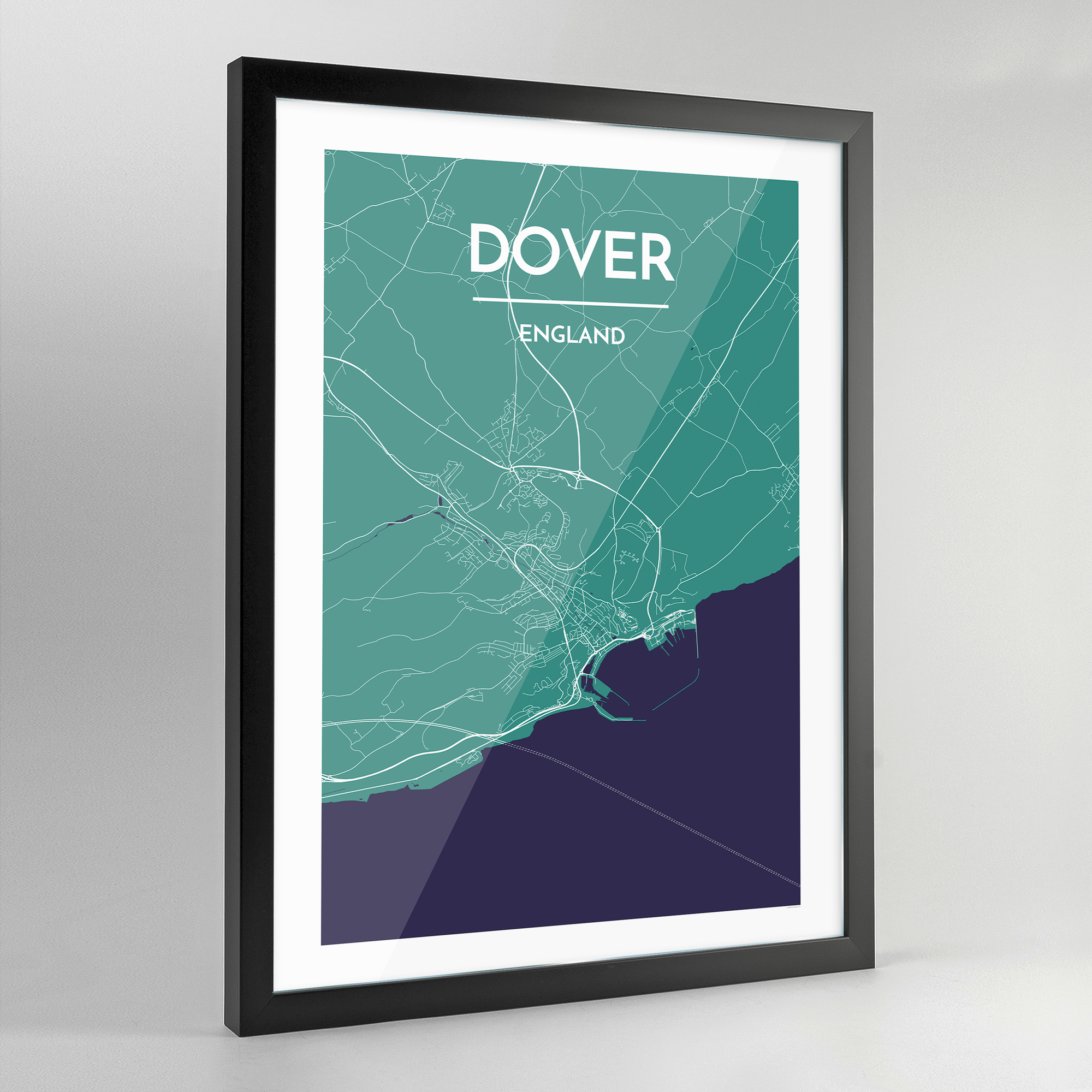 Framed Dover Map Art Print - Point Two Design
