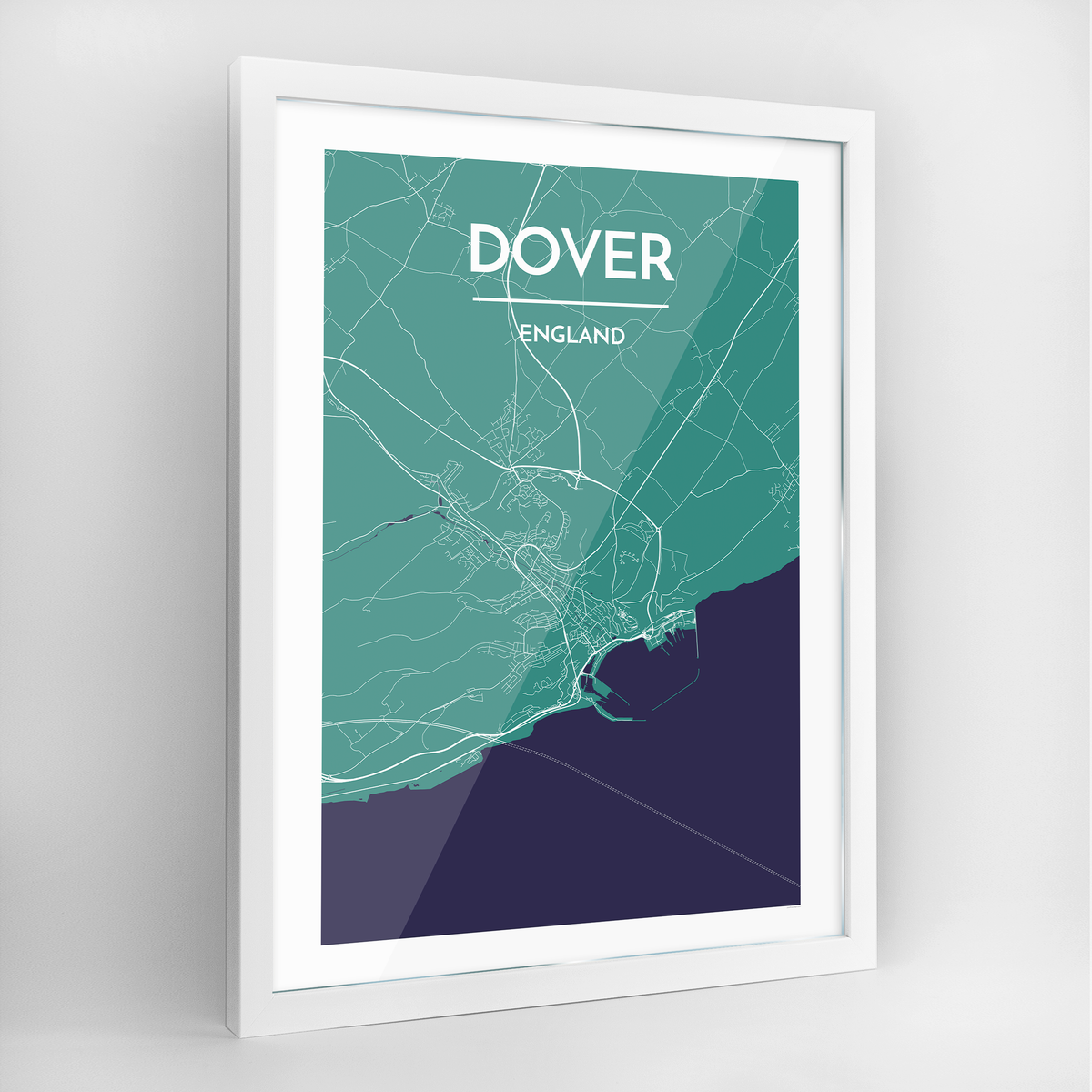 Dover Map Art Print - Framed