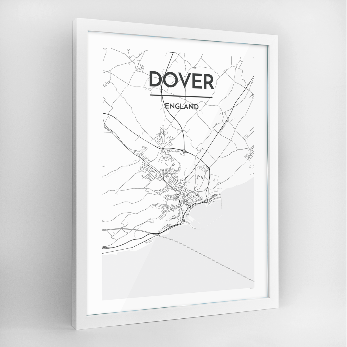 Dover Map Art Print - Framed