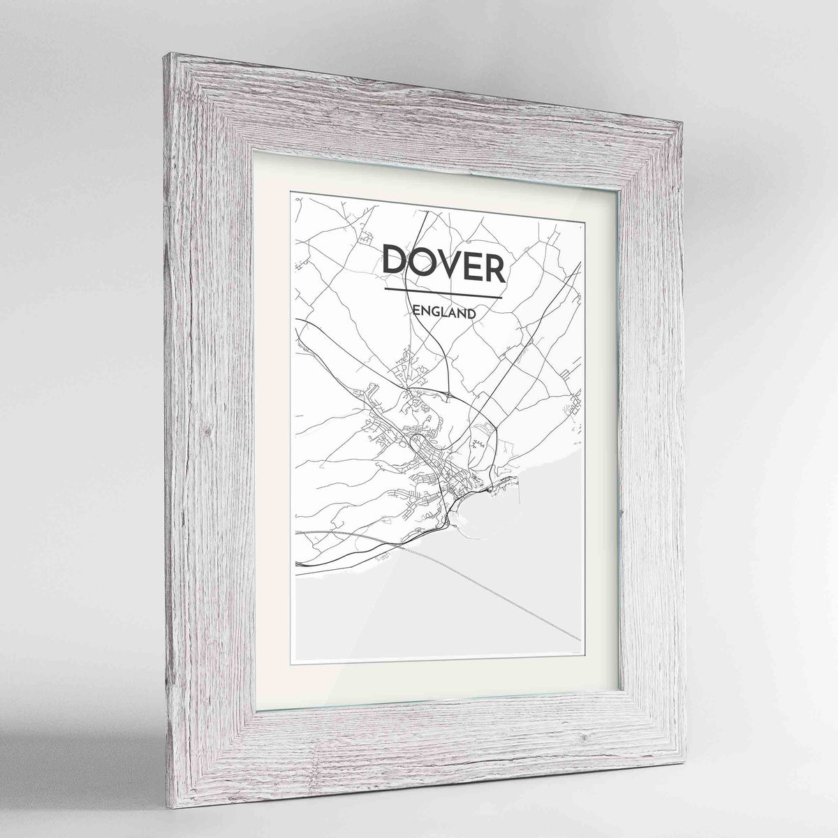 Framed Dover Map Art Print 24x36&quot; Western White frame Point Two Design Group