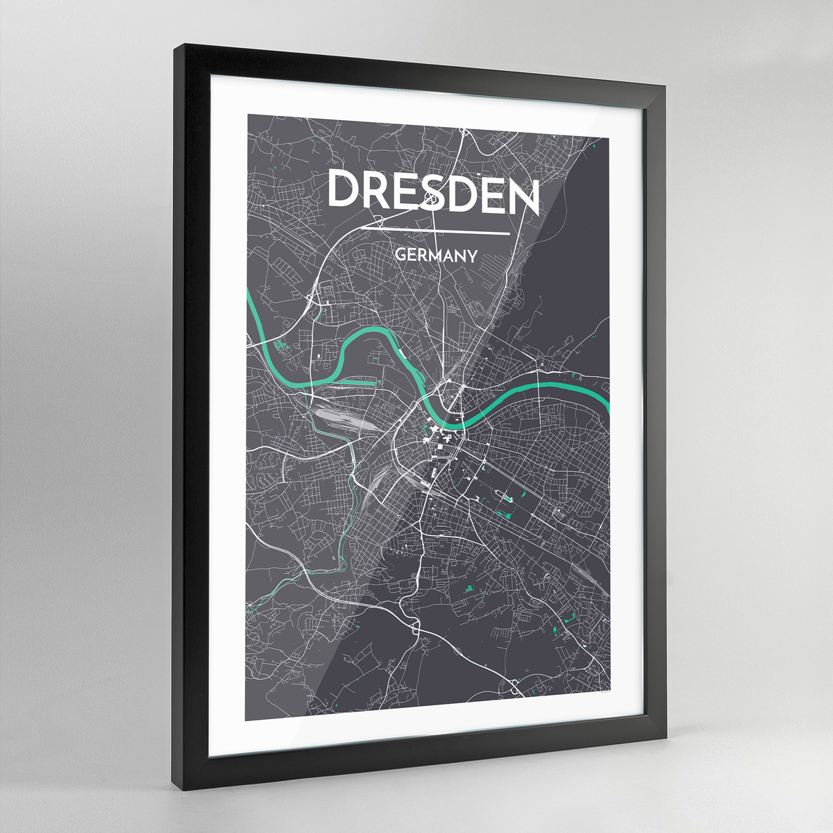 Framed Dresden Map Art Print - Point Two Design