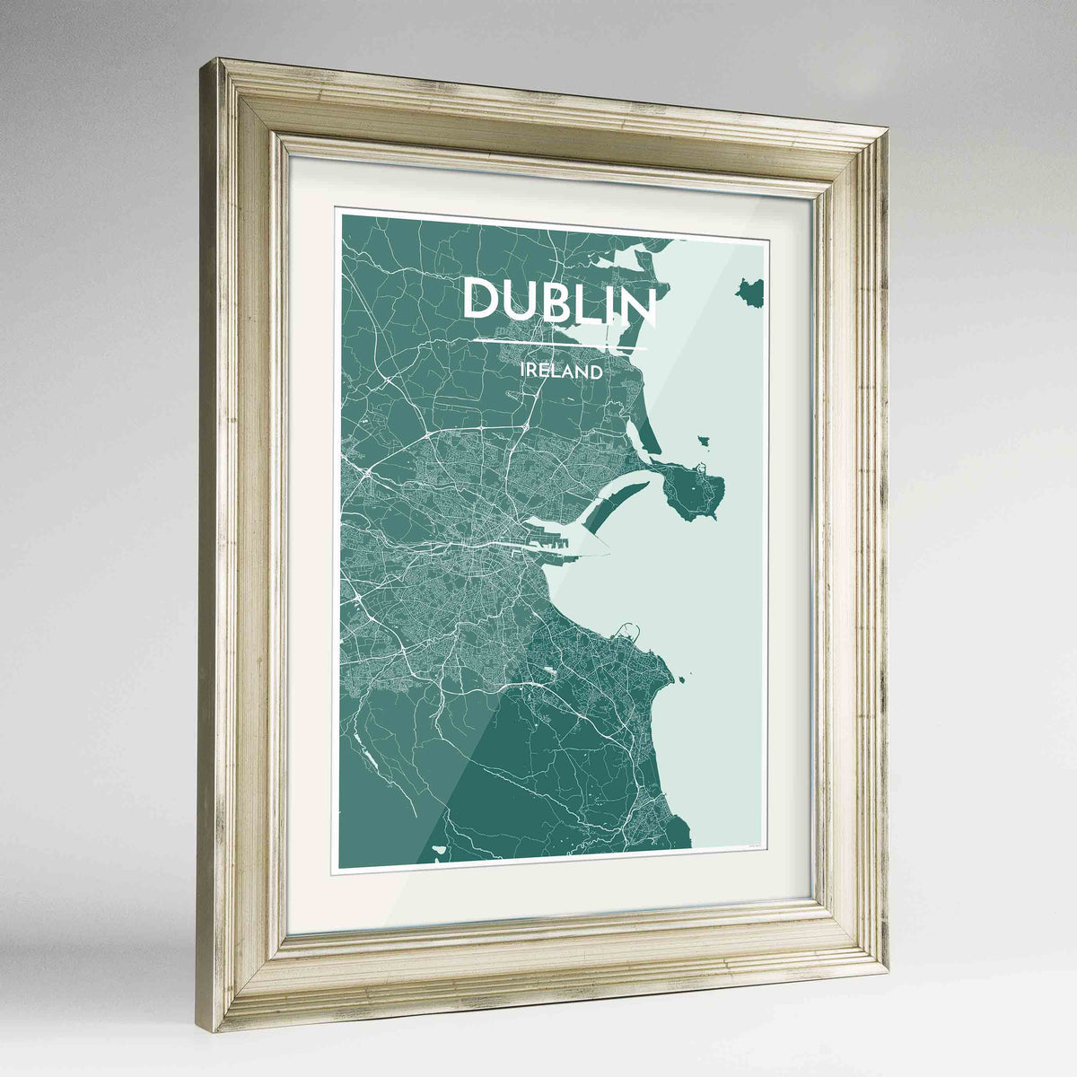 Framed Dublin Map Art Print 24x36&quot; Champagne frame Point Two Design Group
