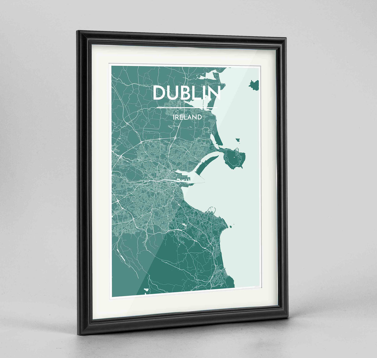 Framed Dublin Map Art Print 24x36&quot; Traditional Black frame Point Two Design Group