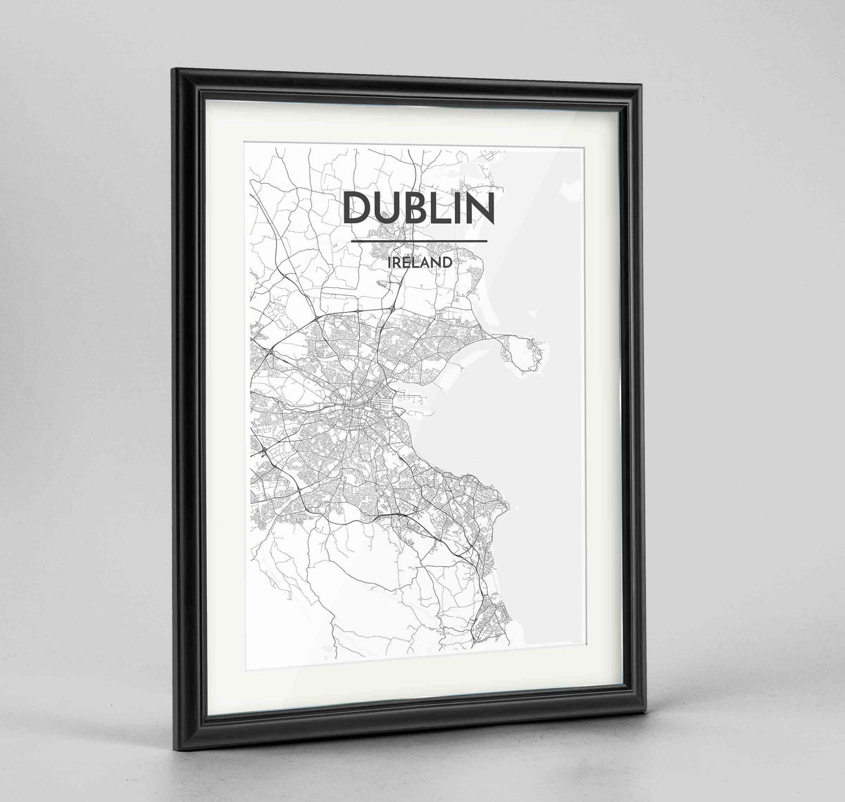 Framed Dublin Map Art Print 24x36&quot; Traditional Black frame Point Two Design Group