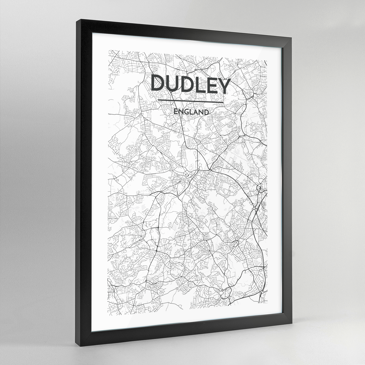Dudley Map Art Print - Framed