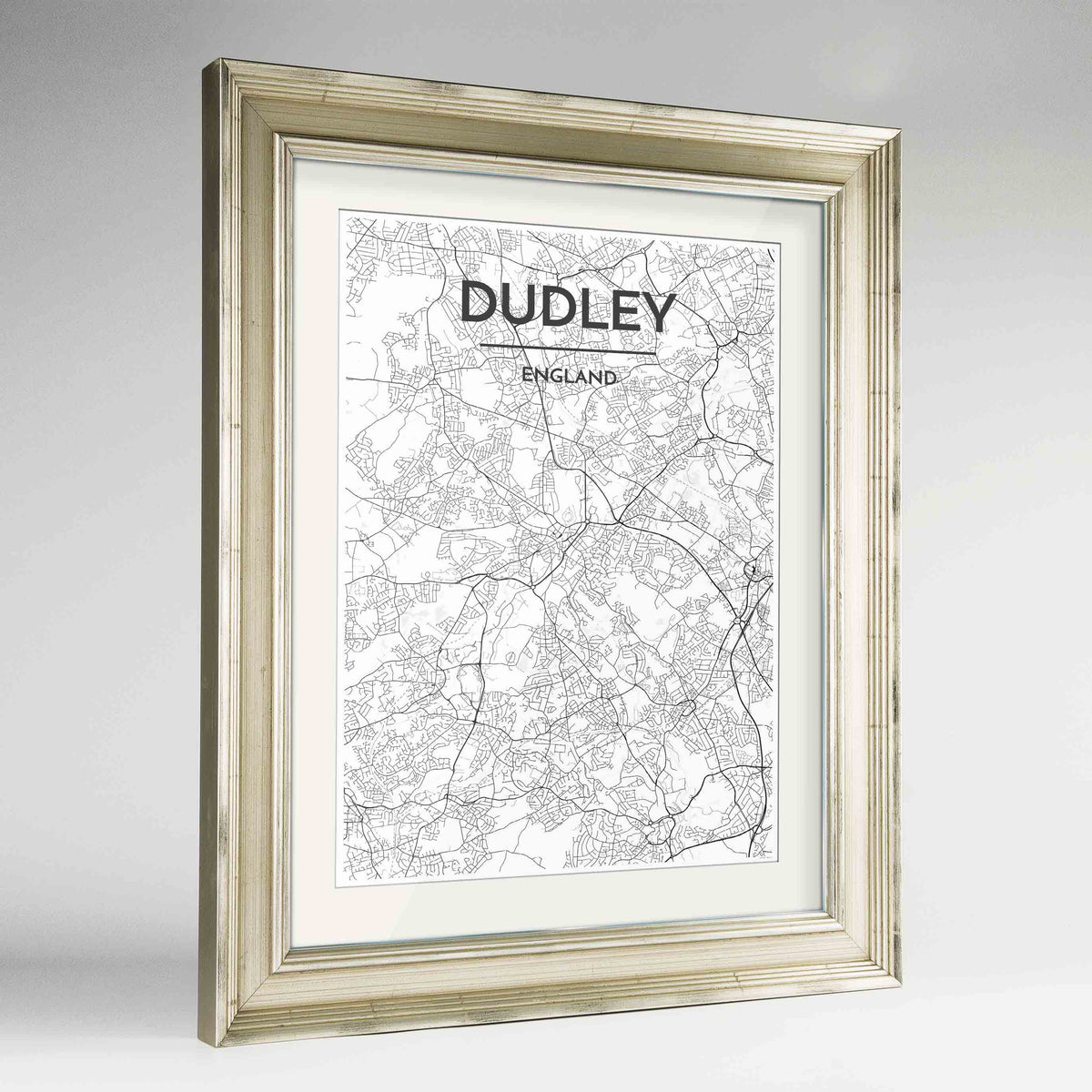 Framed Dudley Map Art Print 24x36&quot; Champagne frame Point Two Design Group